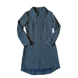 Nau Rain Trench Coat Jacket Longline Full Zip Green Gray Small
